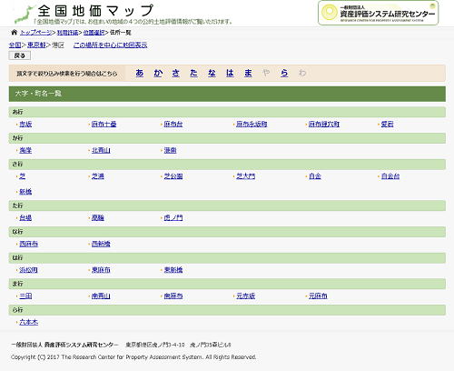 住所一覧選択