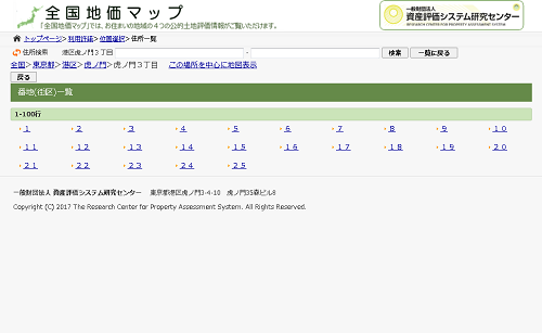 住所一覧選択